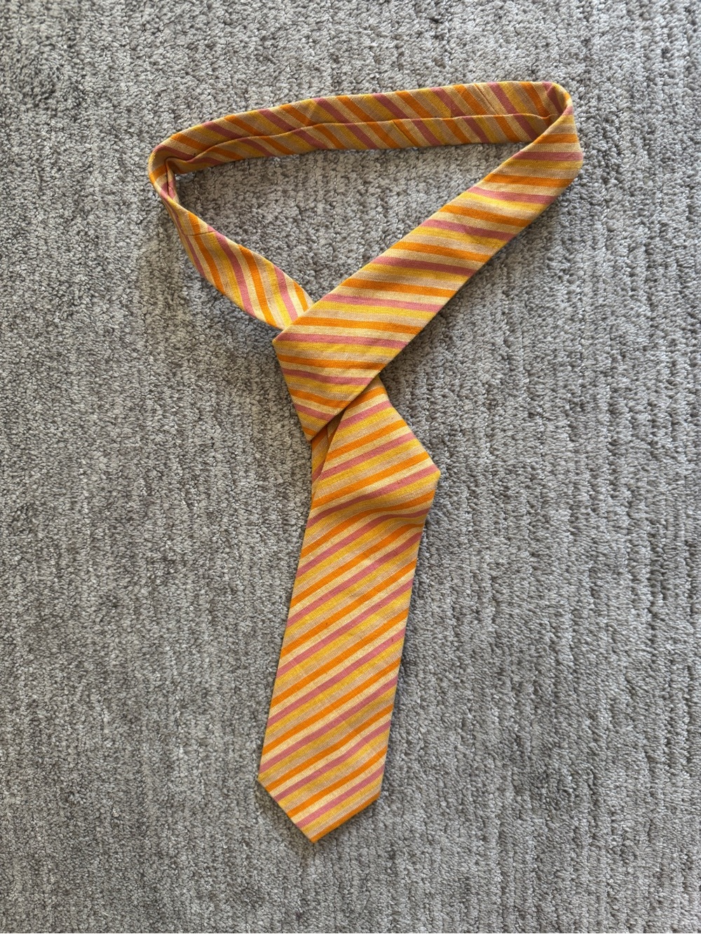Vintage 70s Halston Orange Pink Yellow Diagonal Stripe Men’s Necktie